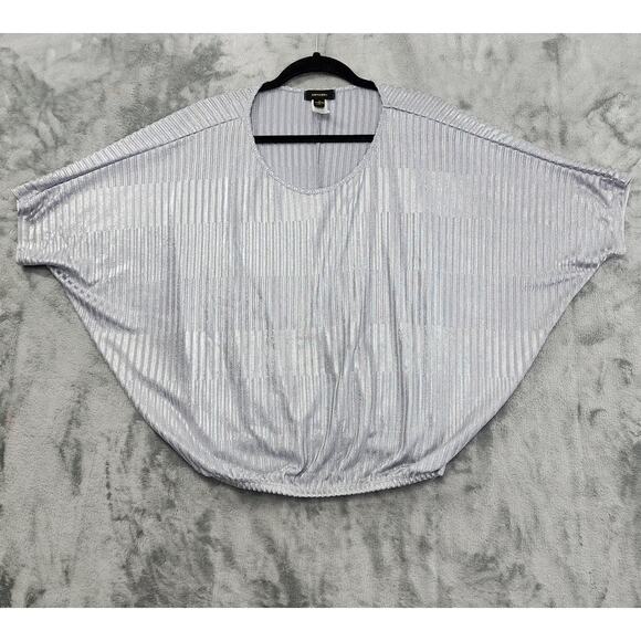 Vintage Espresso Dolman Sleeve Blouson Top Size L Silver Metallic Party Clubwear - Picture 1 of 7